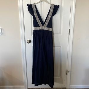 J.Crew Ruffle Deep V-Neck Maxi Dress Sz M